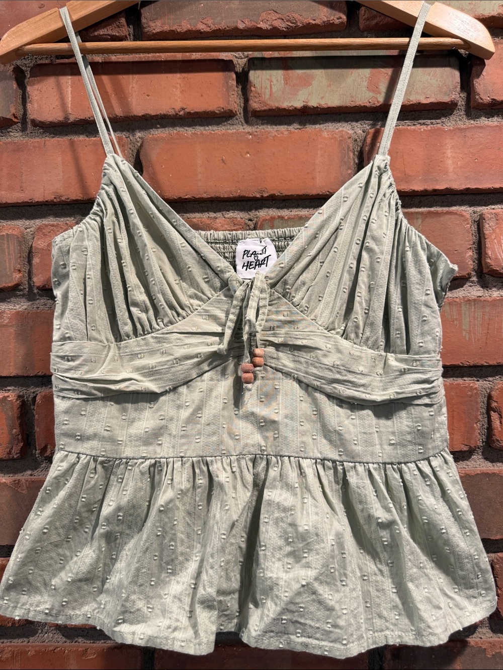 Sage Green Spaghetti Strap Peplum Camisole